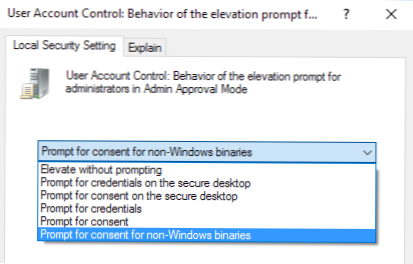 Modificați modul în care Windows solicită pentru modul de aprobare de administrator (Windows 7)