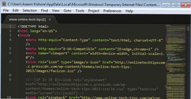 Modificați vizualizarea editorului de cod sursă în IE 8 prin 11 (Sfaturi pentru Internet Explorer)