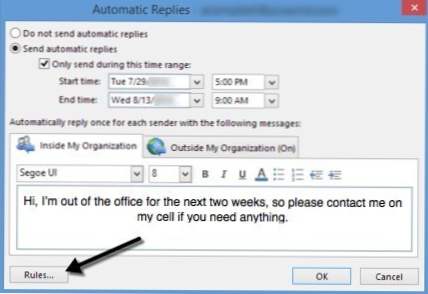 Cum se stabilește un mesaj în Outlook (MS Office Sfaturi)