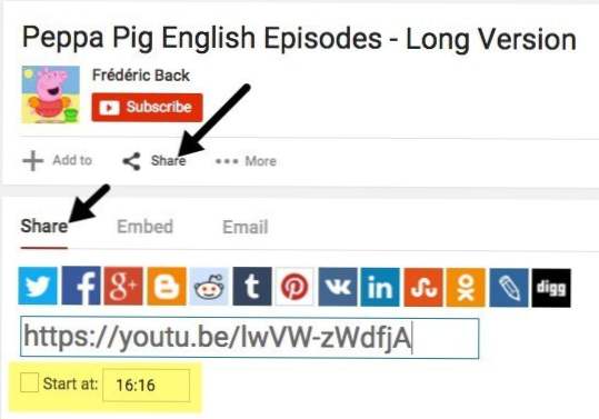 Kako odrediti početnu točku za YouTube videozapise (Cool web stranice)