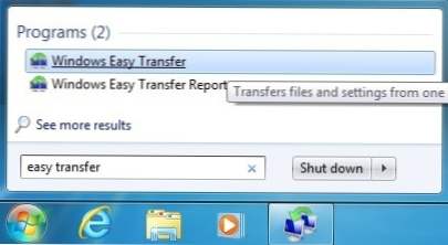 Prijenos datoteka iz sustava Windows XP, Vista, 7 ili 8 na sustav Windows 10 pomoću programa Windows Easy Transfer (Windows 10)
