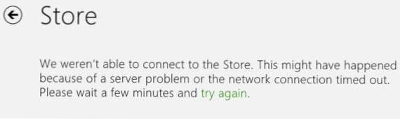 Pemecahan masalah Windows 8 (8.1) "Kami Tidak Dapat Menghubungkan ke Store" Kesalahan (Windows 8)