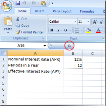 Utilizați Excel pentru a calcula o rată efectivă a dobânzii de la o rată nominală a dobânzii (MS Office Sfaturi)