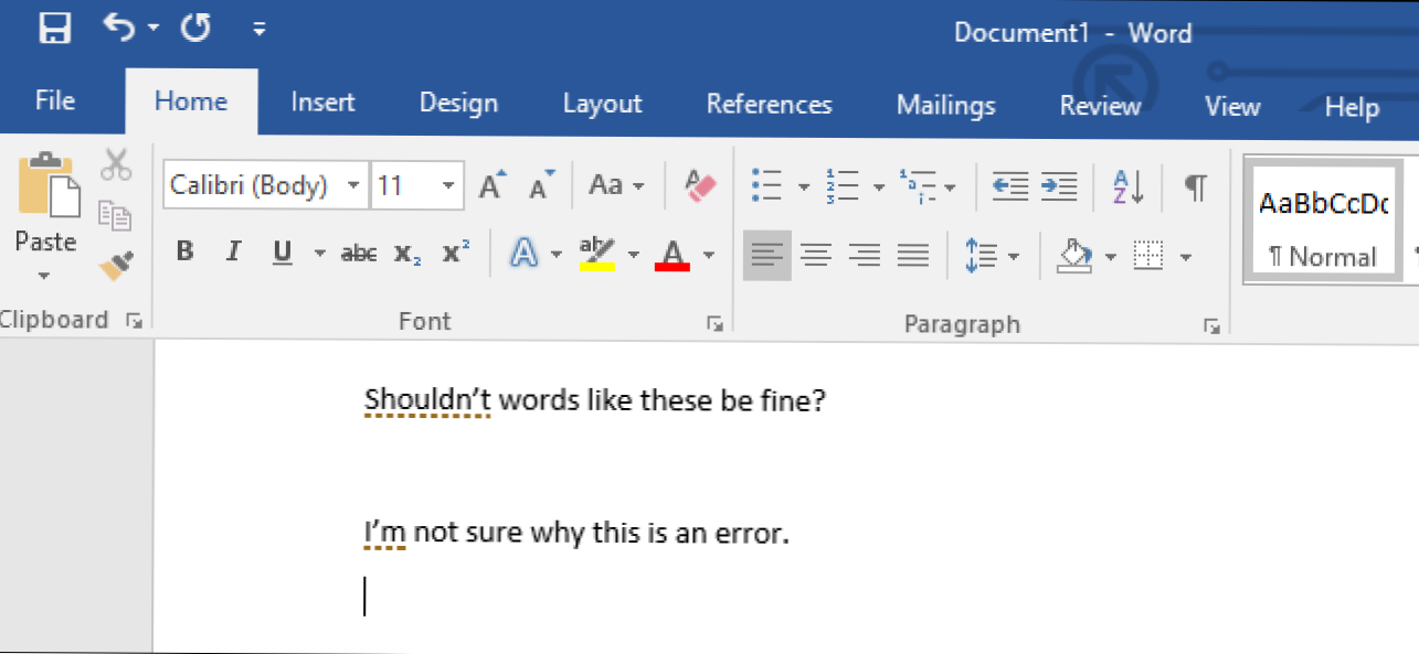 Cum să opriți Microsoft Word de subliniind contracțiile ca erori (Cum să)