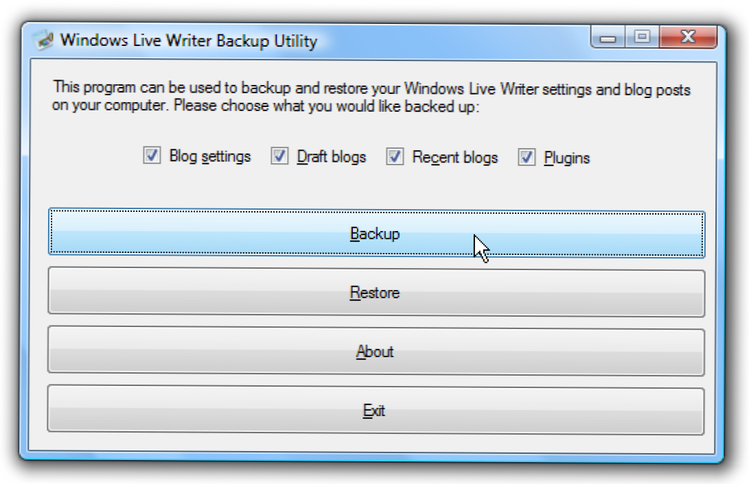 Backup Pengaturan Windows Live Writer Anda (Bagaimana caranya)