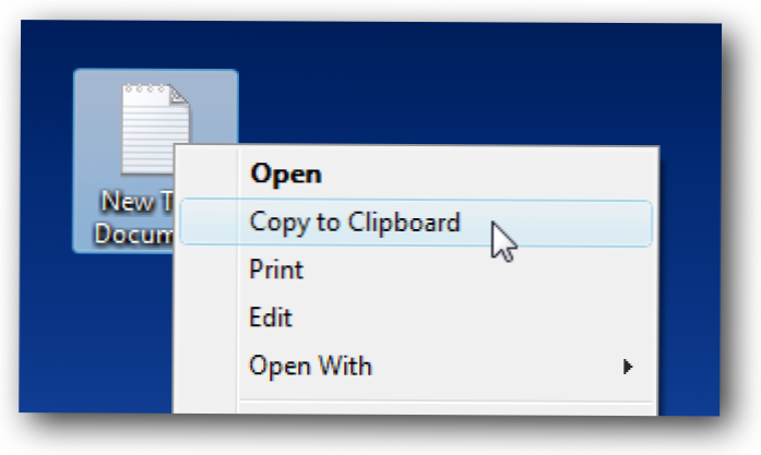 Izveidojiet konteksta izvēlnes vienumu, lai kopētu teksta failu starpliktuvē Windows 7 / Vista / XP (Kā)
