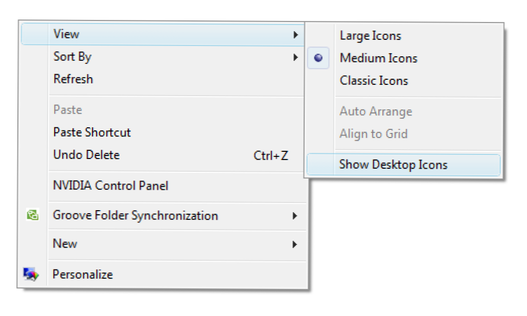 Създайте клавишна комбинация за достъп до скрити икони и файлове на работния плот (Как да)