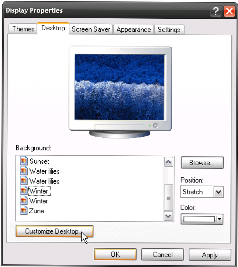 Ikonu pielāgošana operētājsistēmā Windows XP (Kā)