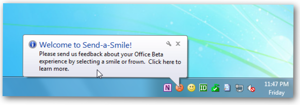 Nonaktifkan Office 2010 Beta Send-a-Smile dari Startup (Bagaimana caranya)