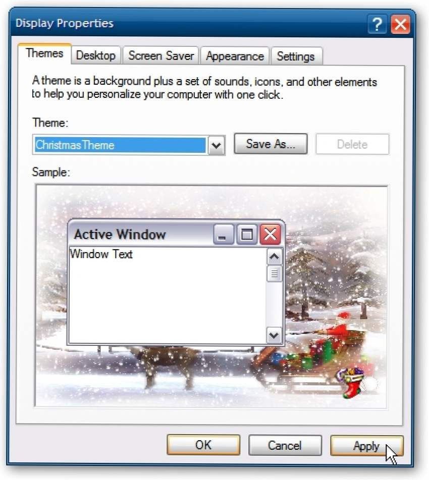Saģērbt savu XP datoru, lai atvaļinājumu ar ChristmasTheme (Kā)