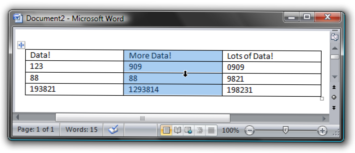 Vieglāka tabulas kolonnu izvēle programmā Microsoft Word (Kā)