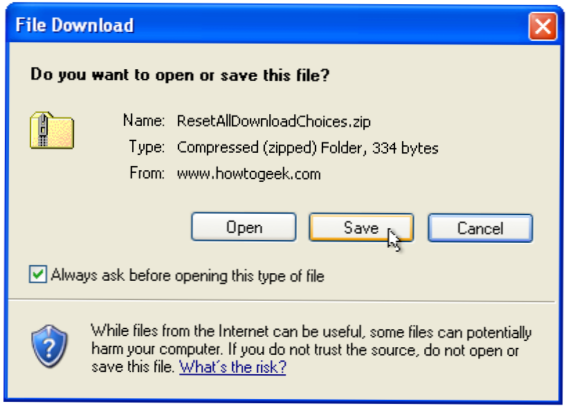 Perbaiki Internet Explorer Tidak Ingin Memilih Simpan Lokasi di XP (Bagaimana caranya)