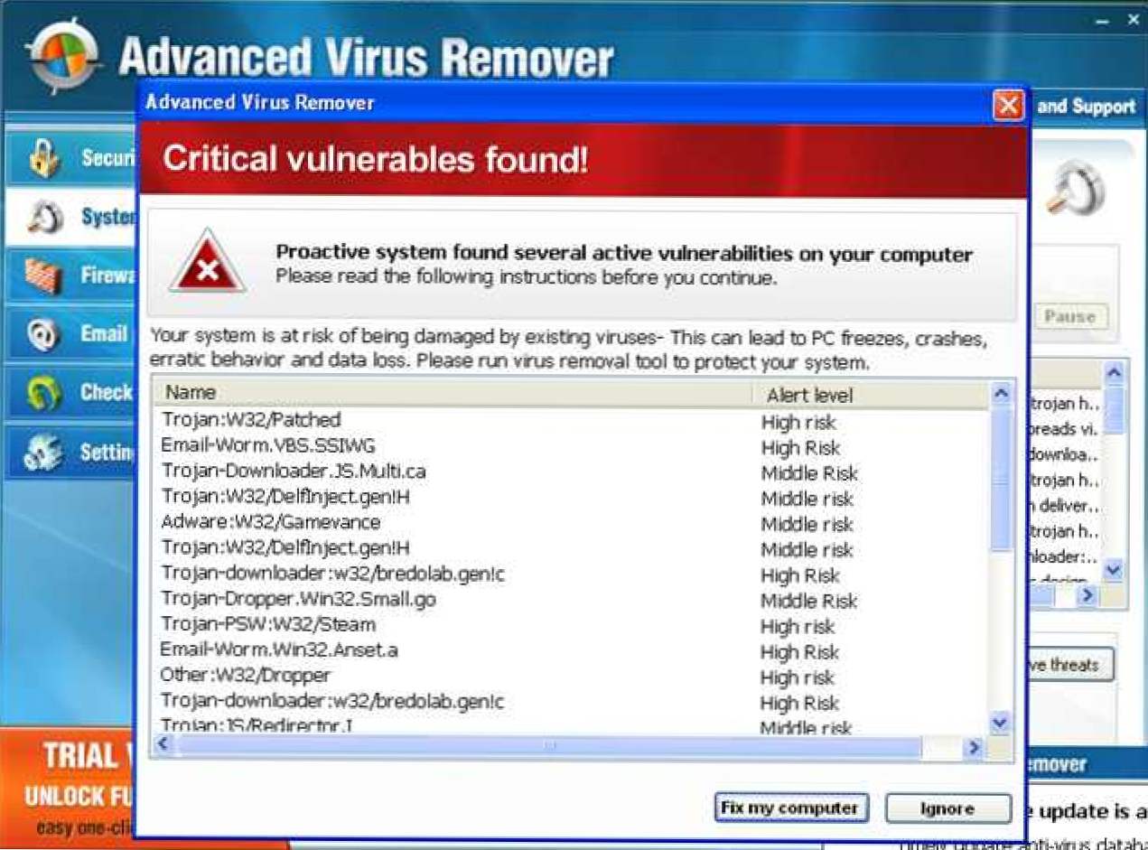 Как да премахнете Разширени Virus Remover и други Rogue / Fake Antivirus зловреден софтуер (Как да)