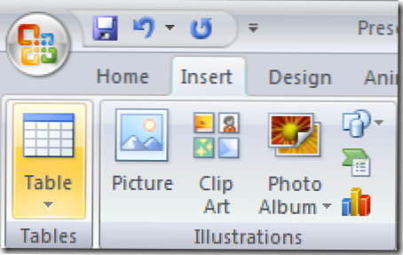 Umetnite tablice u PowerPoint 2007 (Kako da)