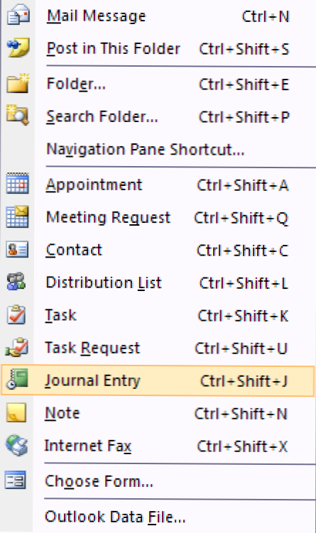 Ręczne rejestrowanie zapisów księgowych w programie Outlook 2007 (Jak)