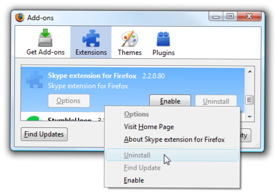 Ръчно премахване на Skype разширение от Firefox (Как да)