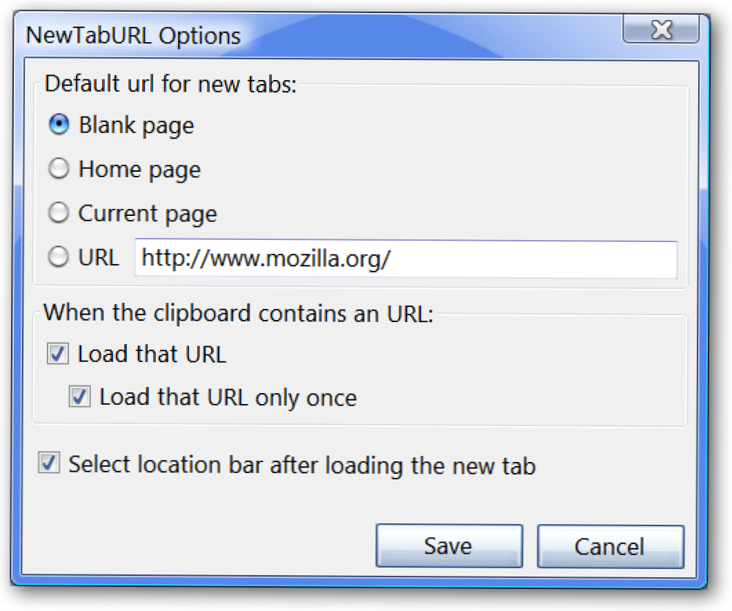 Променете поведението на новия раздел в Firefox с NewTabURL (Как да)