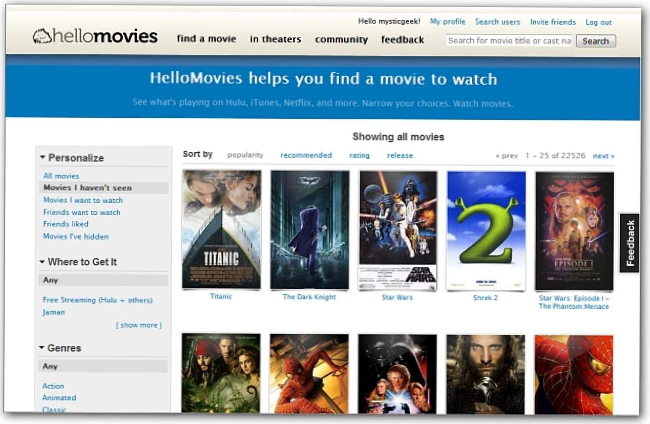 Găsiți rapid filme pentru a viziona filmele Hello (Cum să)
