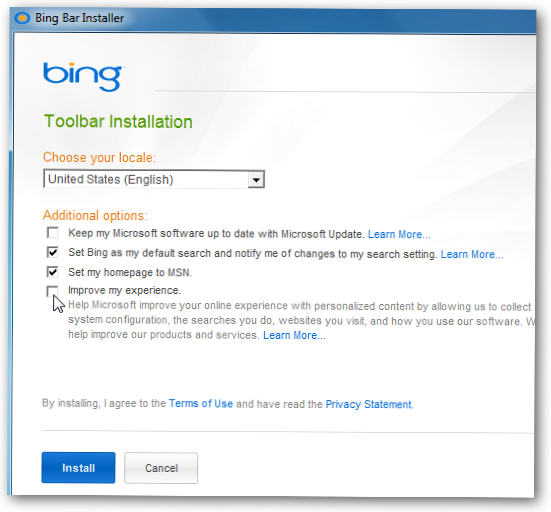 Uusi Bing-palkki tarjoaa helpon pääsyn hakuihin ja Microsoft Live Services -palveluihin (Miten)