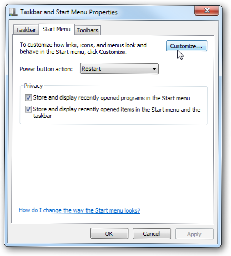 Tweak Käynnistä-valikko Windows 7 ja Vista (Miten)