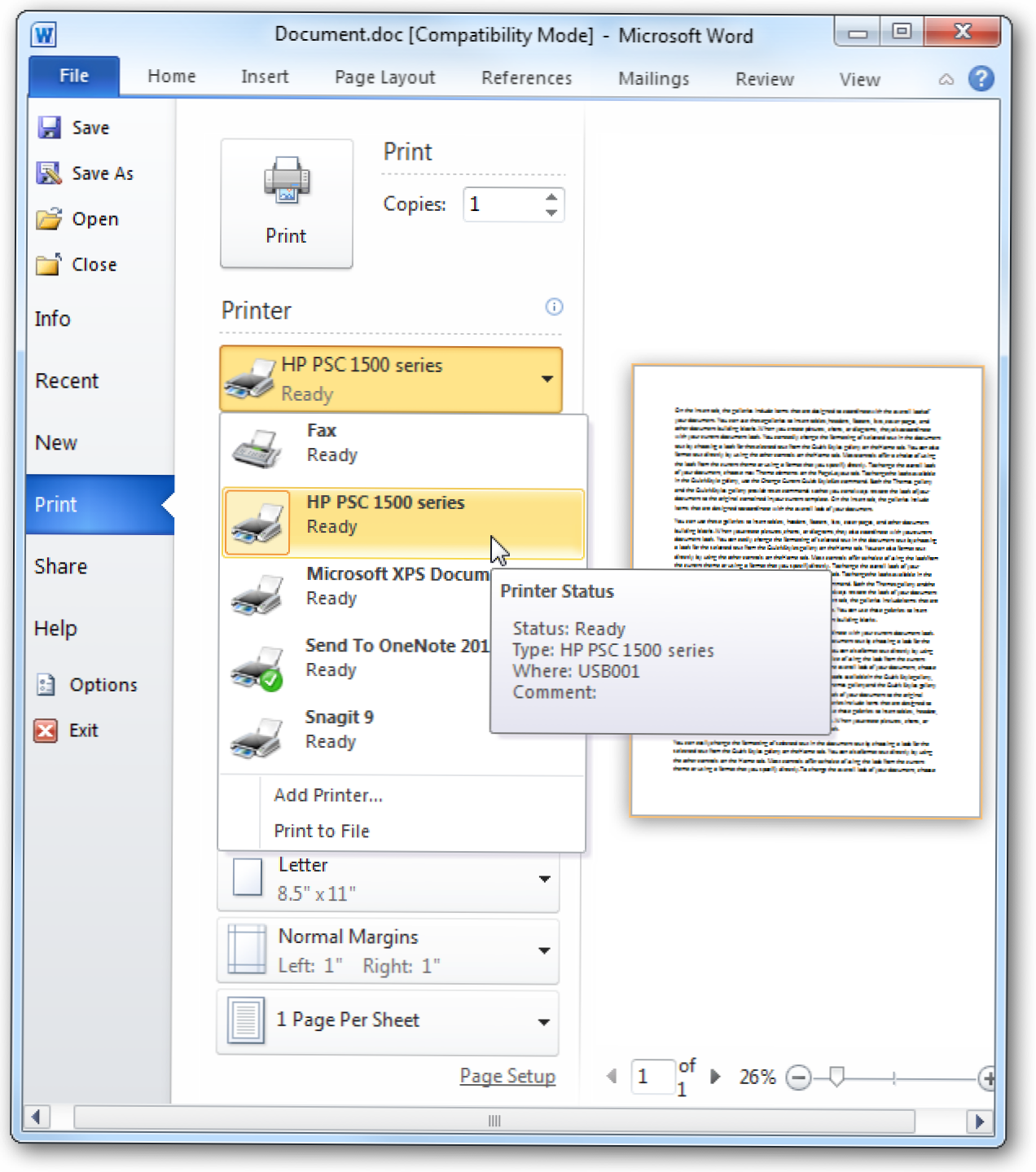 Gunakan fitur pencetakan yang efisien di Office 2010 (Bagaimana caranya)