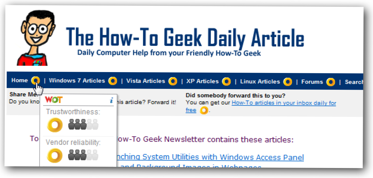WOT rankings, How-To Geek Newsletter i You (Kako da)