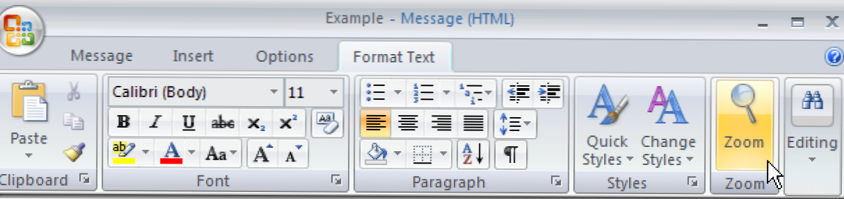 Zoom in Emails programmā Outlook 2007 (Kā)