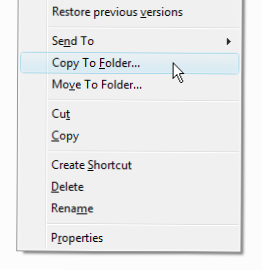 Adăugați copia în / mutați pe pe Windows 7 sau Vista dreapta-clic pe meniu (Cum să)