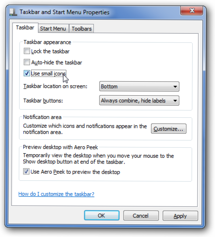 Schimbați meniul Start pentru a utiliza mici pictograme în Windows 7 sau Vista (Cum să)