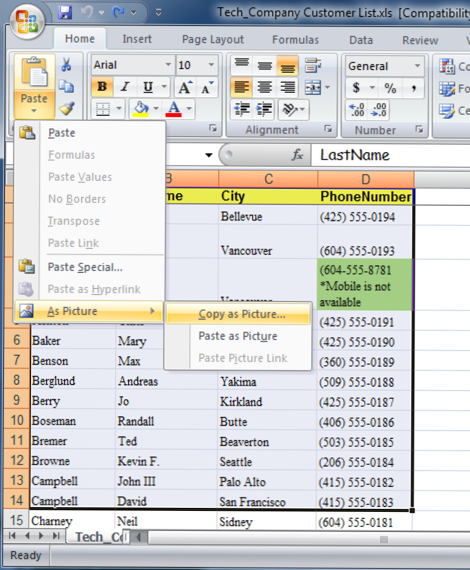 Copiați un grup de celule în Excel 2007 în Clipboard ca imagine (Cum să)