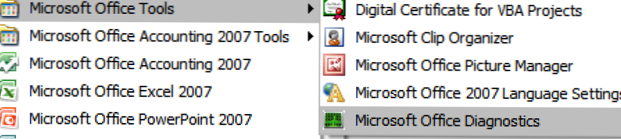 Tunnista ja korjaa sovellukset Microsoft Office 2007: ssä (Miten)