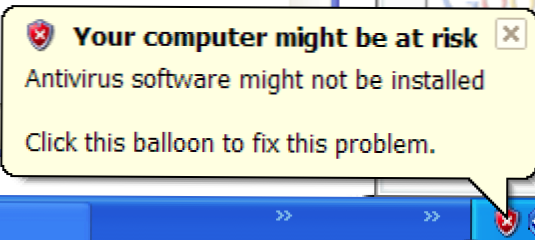 Poista käytöstä "Tietokoneesi voi olla vaarassa" Ponnahdusikkuna Windows XP SP2: ssa (Miten)