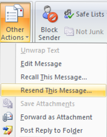 Viegli atkārtoti nosūtīt e-pasta ziņojumu programmā Outlook 2007 (Kā)