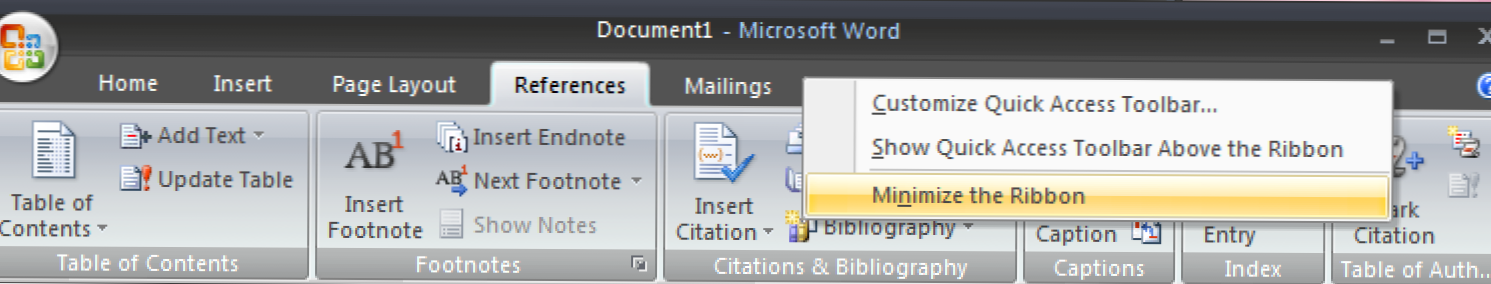 Maksimalkan Space dengan "Auto-Hiding" Ribbon di Office 2007 (Bagaimana caranya)