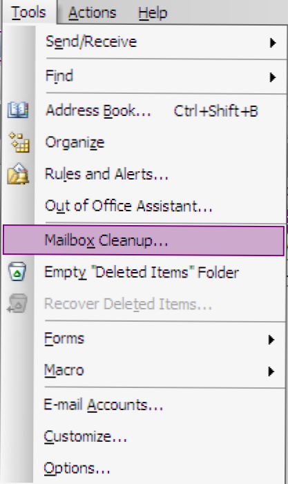 Ātri notīriet iesūtni programmā Outlook 2003/2007 (Kā)
