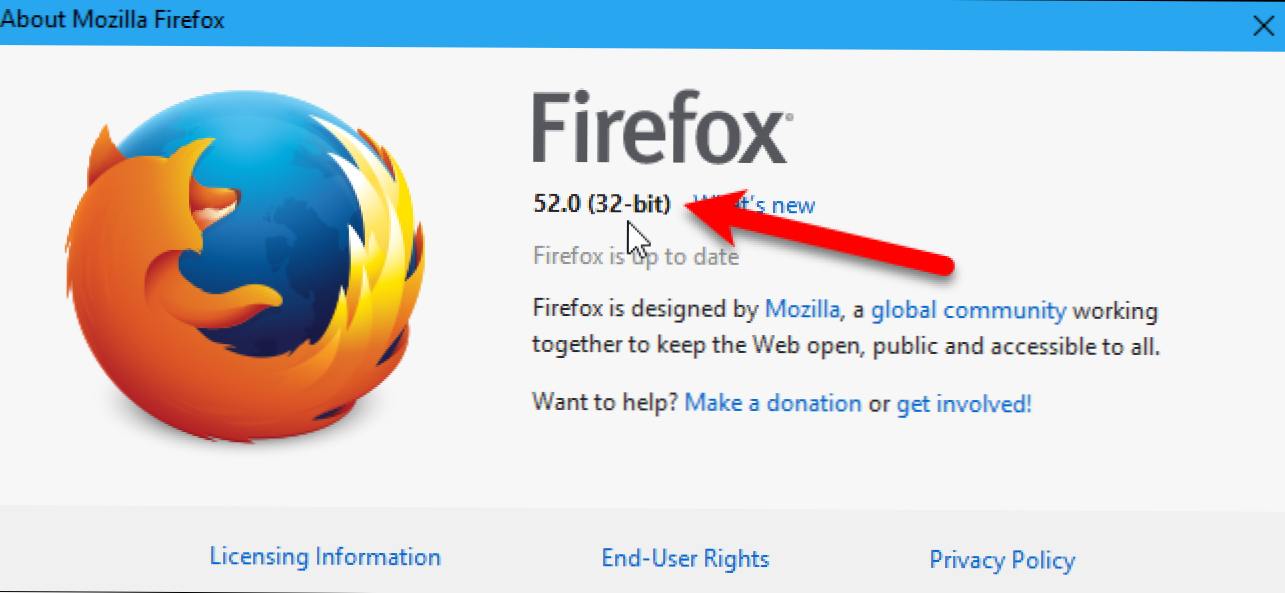 Kuinka tarkistaa, onko käytössä 32-bittinen tai 64-bittinen Firefox-versio (Miten)