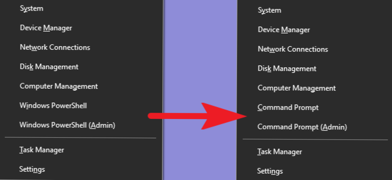 Jak umieścić wiersz polecenia z powrotem w menu Użytkownicy zaawansowanego systemu Windows + X. (Jak)