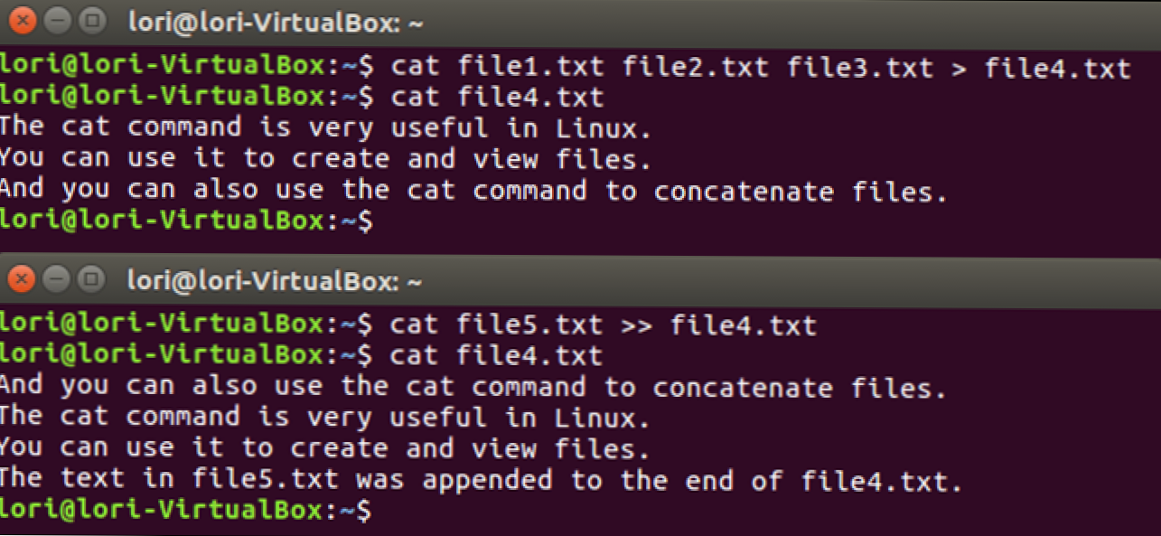 Как да комбинирате текстовите файлове, като използвате командата "cat" в Linux (Как да)
