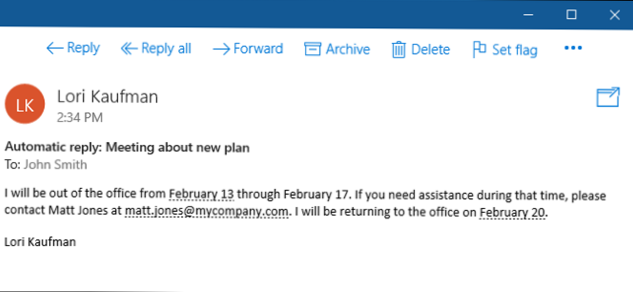 Cum se configurează un răspuns din oficiu în Windows 10 Mail (Cum să)
