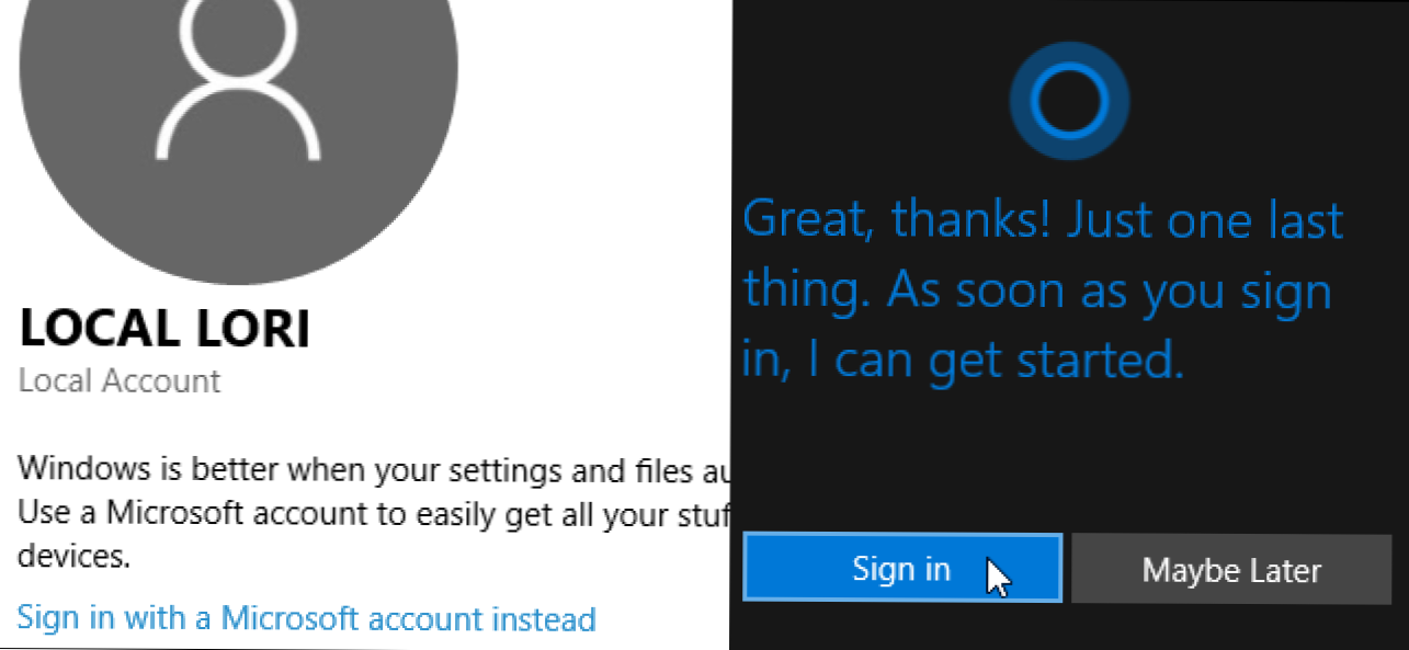 Cum se utilizează Cortana cu un cont de utilizator local în Windows 10 (Cum să)