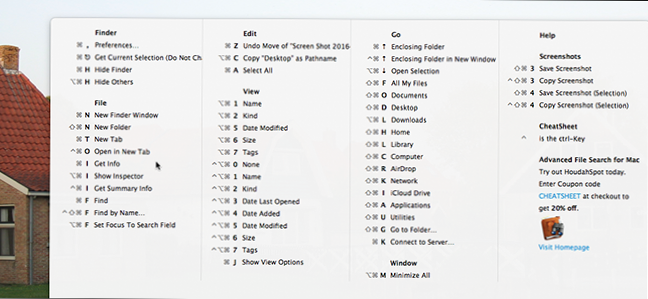 Szybko Zobacz wszystkie skróty klawiaturowe dla dowolnej aplikacji Mac z CheatSheet (Jak)