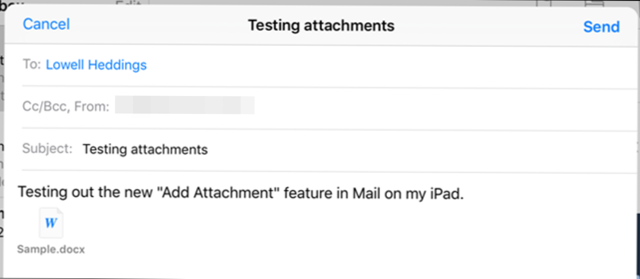 Jak dołączyć plik lub obraz do wiadomości e-mail w aplikacji poczty iOS 9 (Jak)