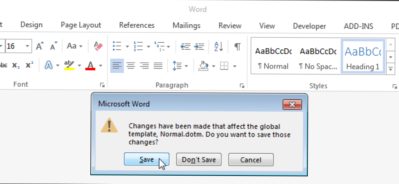 Jak uzyskać powiadomienie, gdy program Word chce zapisać zmiany w normalnym szablonie (Jak)