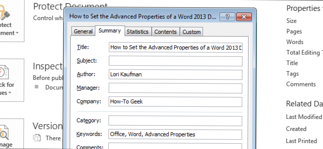 Cum să setați proprietățile avansate ale unui document Word (Cum să)