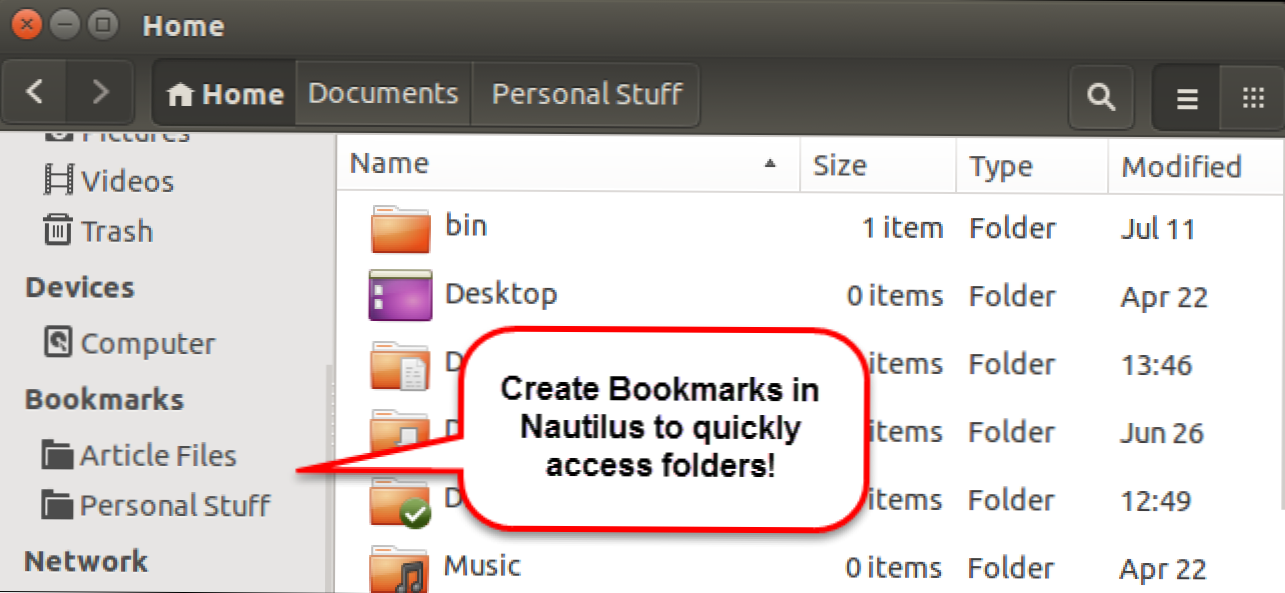 Pemula: Cara Menambahkan Bookmark ke Lokasi di Nautilus (File) di Ubuntu 14.04 (Bagaimana caranya)