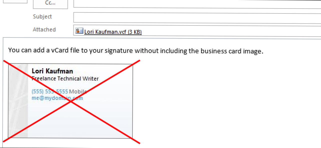 Cara Menambahkan Kartu Bisnis, atau File vCard (.vcf), ke Tanda Tangan di Outlook 2013 Tanpa Menampilkan Gambar (Bagaimana caranya)