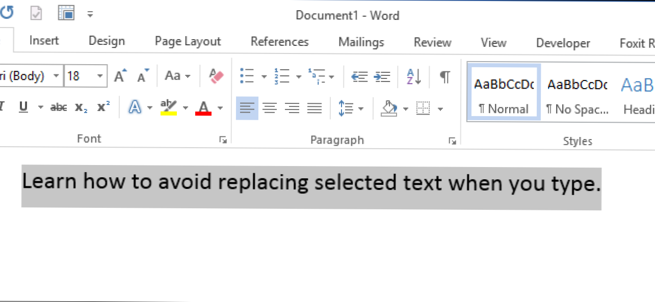 Jak uniknąć zastąpienia zaznaczonego tekstu podczas pisania w programie Word 2013 (Jak)