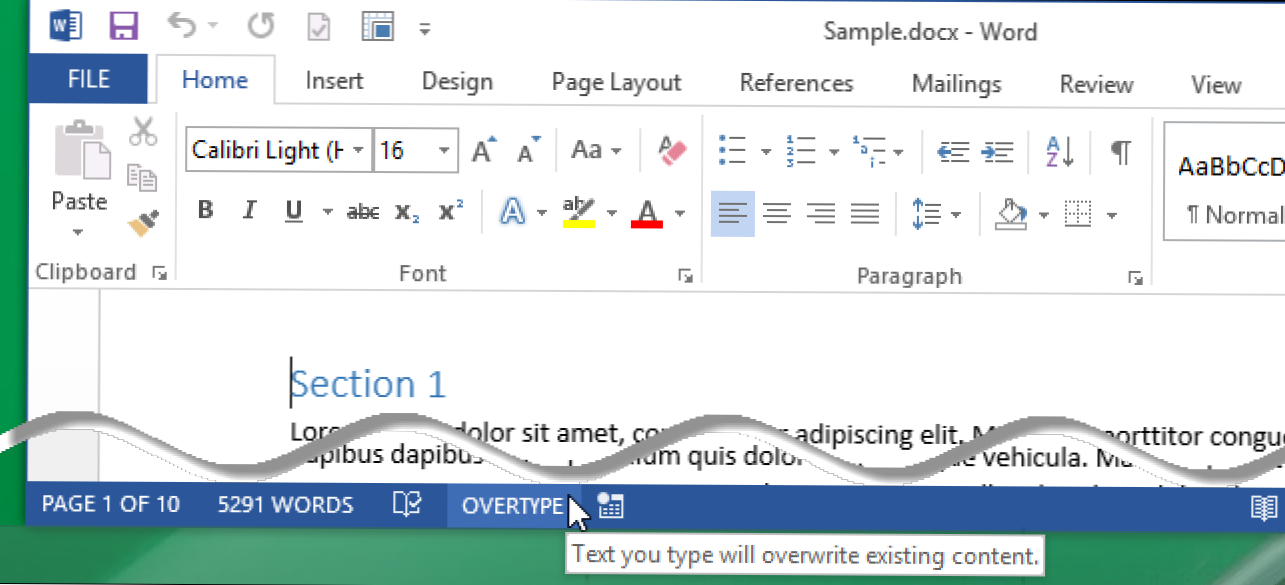 Cara Mengontrol Mode Insert / Overtype di Word 2013 (Bagaimana caranya)