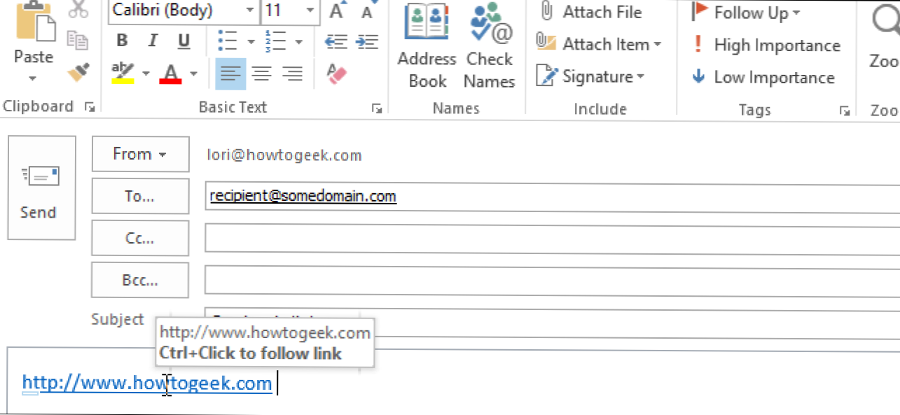 Jak śledzić hiperłącza w programie Outlook 2013 bez przytrzymywania klawisza Ctrl (Jak)