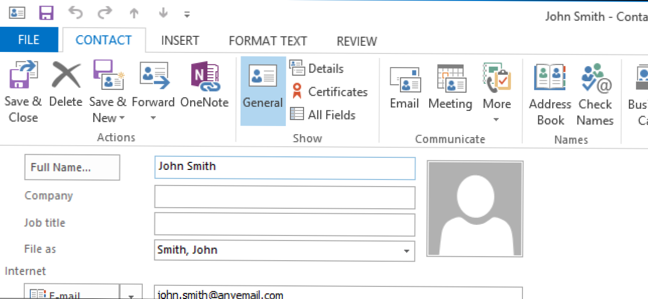 Cara Membuka Jendela Pengeditan Kontak Penuh di Outlook 2013 (Bagaimana caranya)